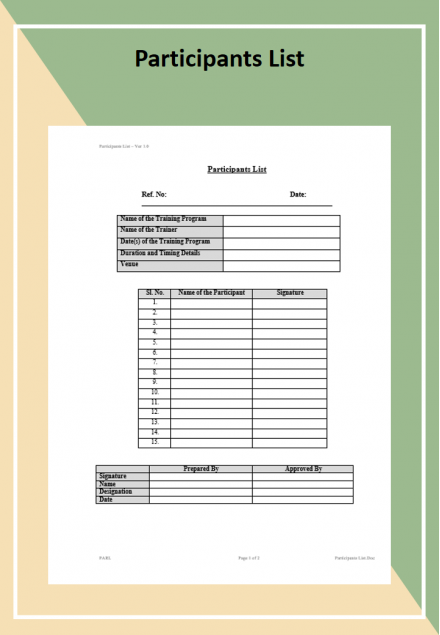 Ready To Editable Participants List Template