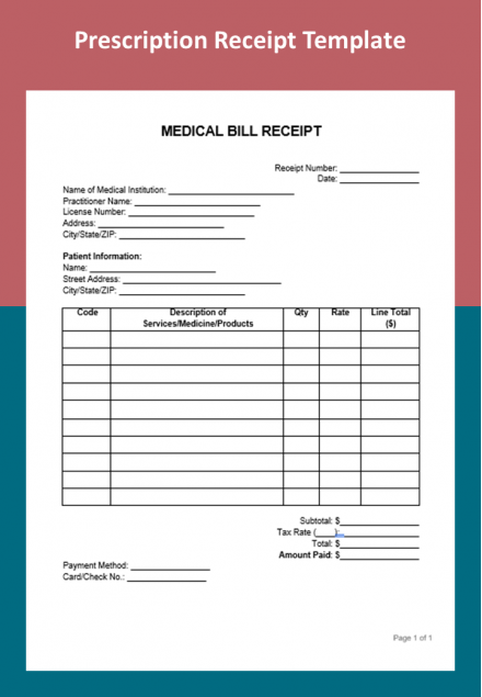 Ready To Usable This Prescription Receipt Template