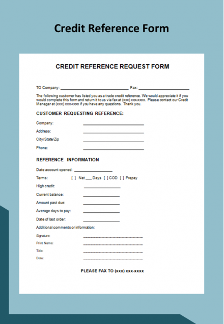 Get To Professional Credit Reference Form Template Word