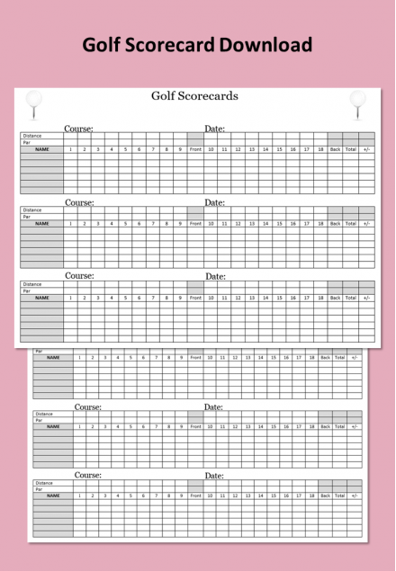 Professional Golf Scorecard Download Template In Word