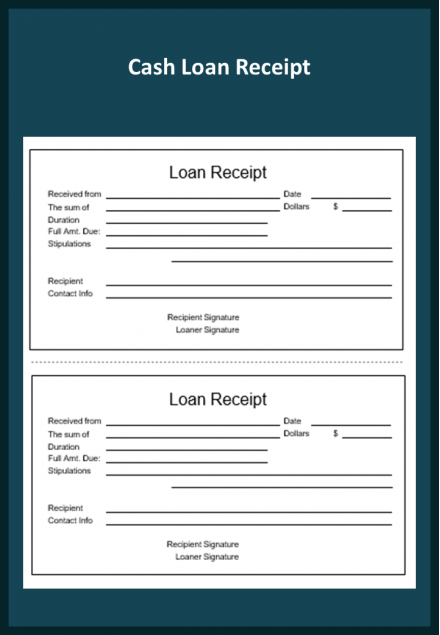 Editable Cash Loan Receipt Sample Template In Word