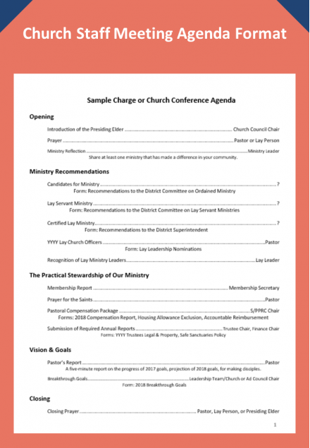 Editable Printable Church Staff Meeting Agenda Format