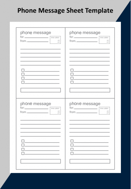 Easy To Use Professional Phone Message Sheet Template