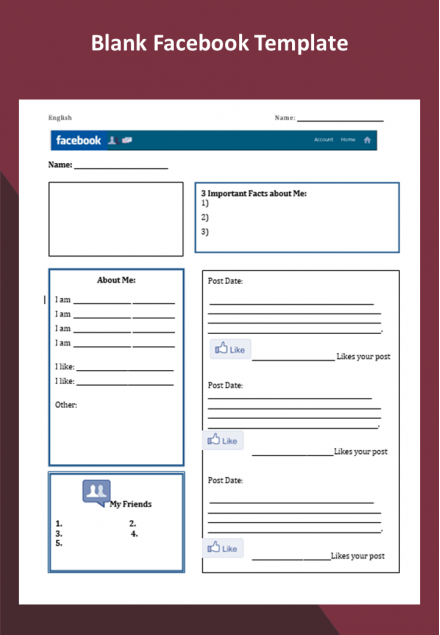 Easy To Use This Blank Facebook Template For Your Use