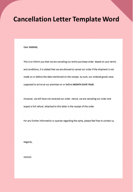 Easy To Get Cancellation Letter Template Word Format