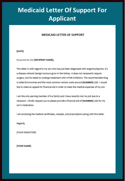 Get To Usable Medicaid Letter Of Support For Applicant