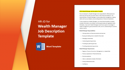 Editable Wealth Manager Job Description Template