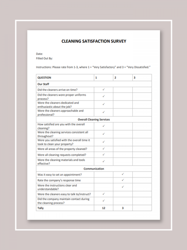 Cleaning Service Market Survey Template