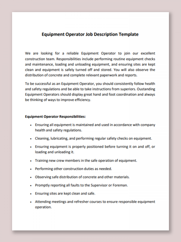 Job Description Sample PDF