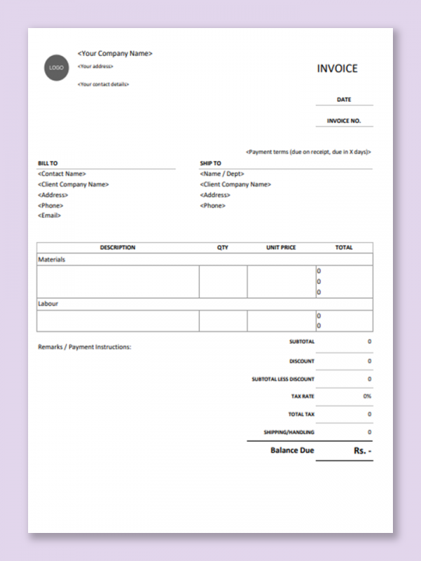 Invoice Template For Word