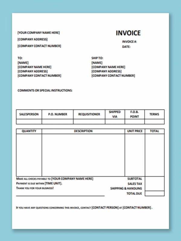 Invoice Template Free Download