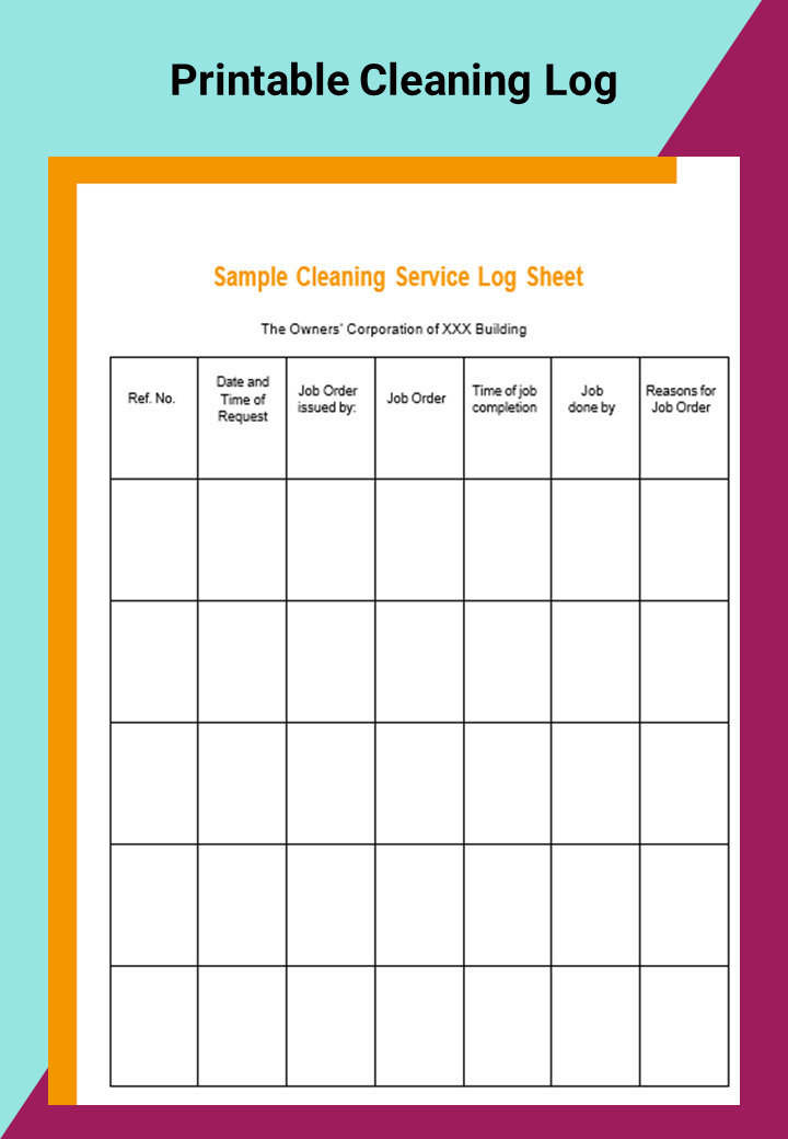 Printable Daily Cleaning Log Template Printable Form Templates And ...
