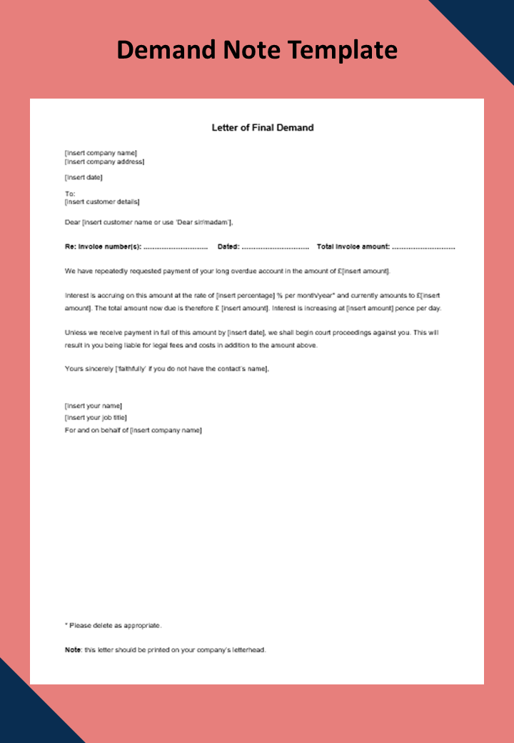 Free Demand Note Template